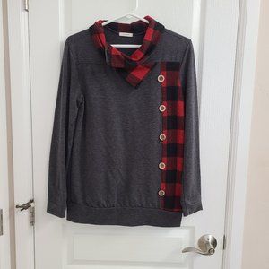 Plaid long sleeve holiday sweater